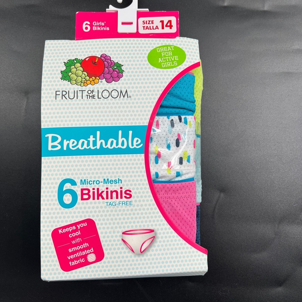 NEW Fruit of the Loom 6 pack micro mesh bikini tag free underwear active 14